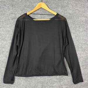 Lululemon Sheer Black Long Sleeve Striped Shirt Size‎ 6